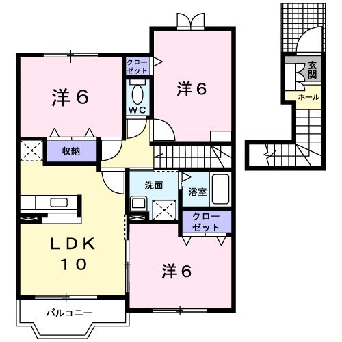 泉南市鳴滝のアパートの間取り