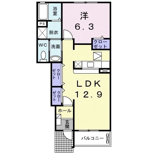 朝倉郡筑前町二のアパートの間取り