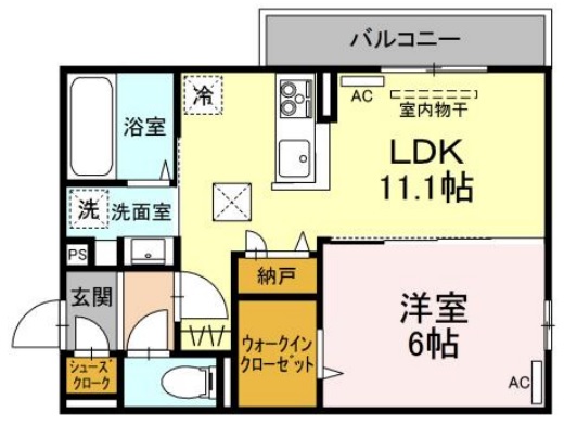 徳島市富田橋のアパートの間取り