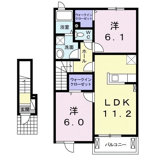 亘理郡亘理町逢隈中泉のアパートの間取り