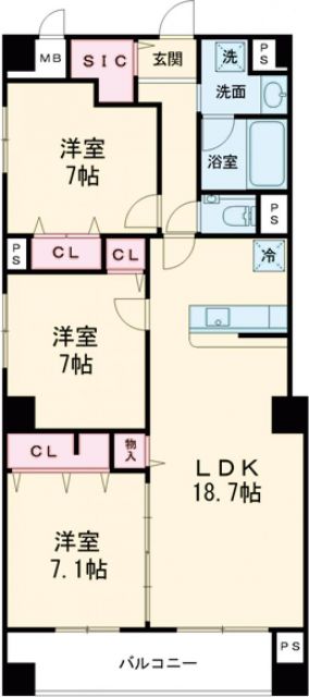 京都市東山区五軒町のマンションの間取り