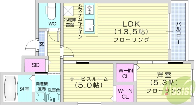 【札幌市北区北二十一条西のマンションの間取り】