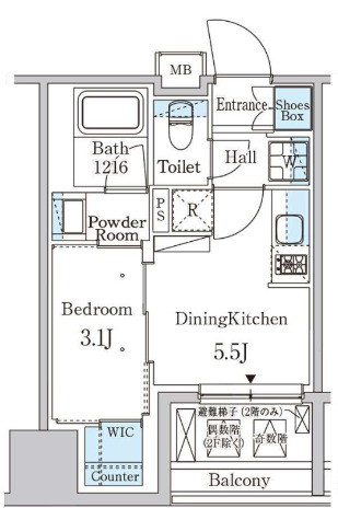 千代田区神田神保町のマンションの間取り