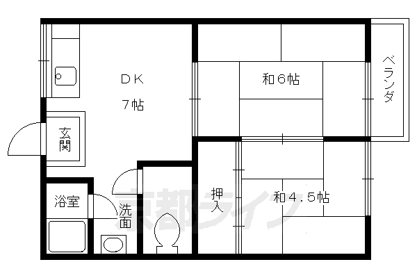 京都市左京区松ケ崎樋ノ上町のアパートの間取り