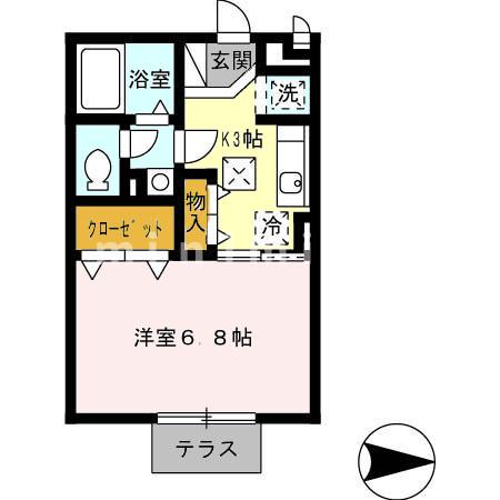 熊本市西区上熊本のアパートの間取り