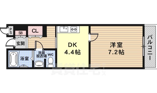 京都市北区等持院東町のマンションの間取り