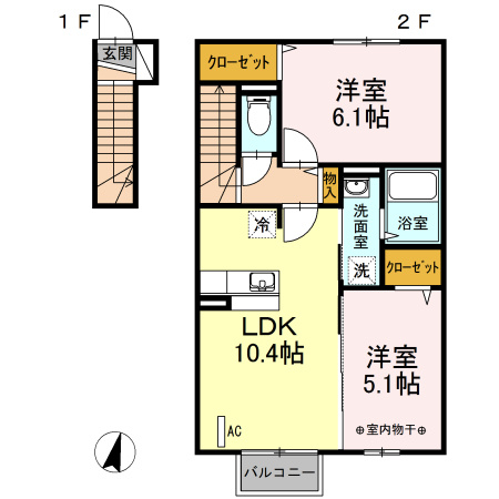 郡山市安積町笹川のアパートの間取り