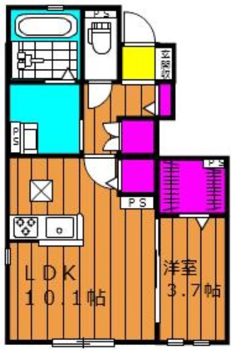 岡山市中区四御神のアパートの間取り