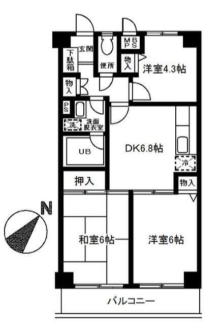 【横浜市神奈川区六角橋のマンションの間取り】