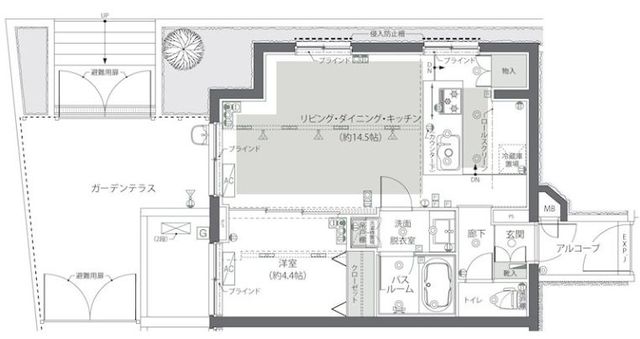 新宿区若松町のマンションの間取り