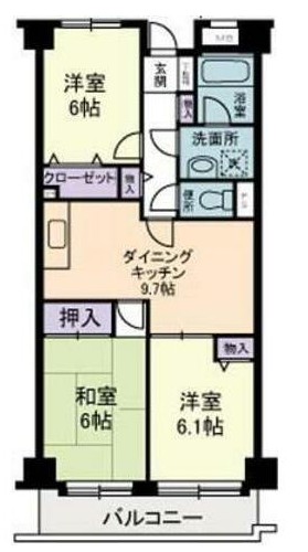 ＪＲ京浜東北線 新子安駅 徒歩15分 7階建 築28年の間取り写真