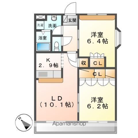 近鉄名古屋線 近鉄長島駅 徒歩15分 2階建 築23年の間取り写真