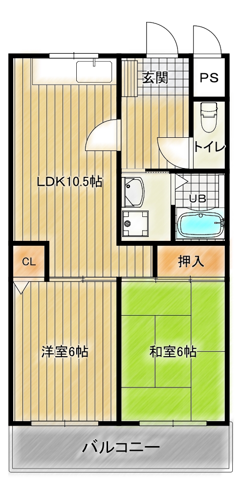 北九州市八幡西区西神原町のアパートの間取り