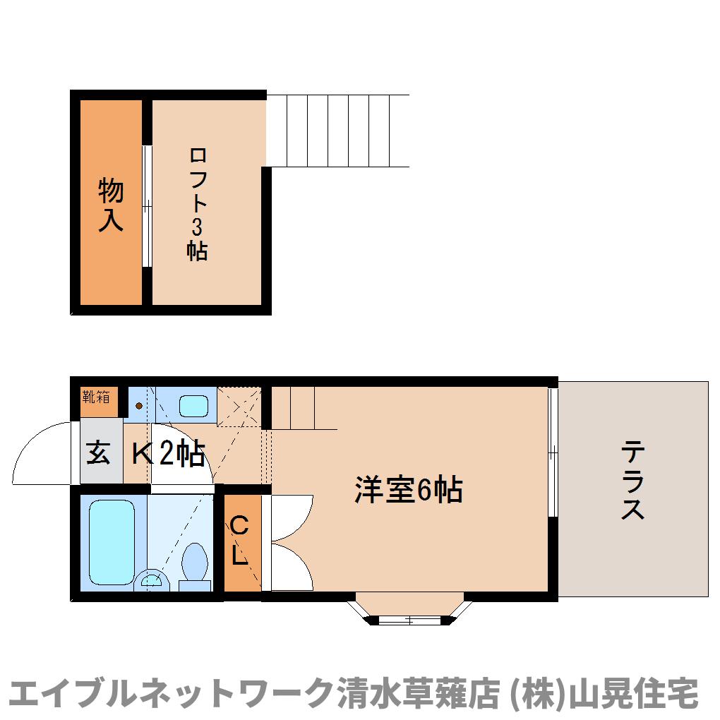 静岡市清水区中之郷のアパートの間取り