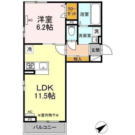 Ｄ－ｒｏｏｍ新中道の間取り