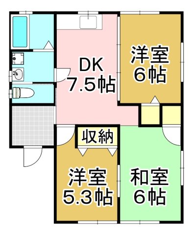 【直方市大字感田のアパートの間取り】