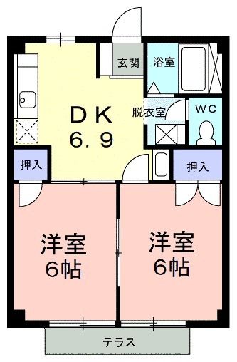 塩竈市一森山のアパートの間取り