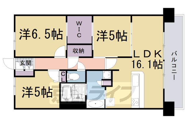 宇治市六地蔵のマンションの間取り