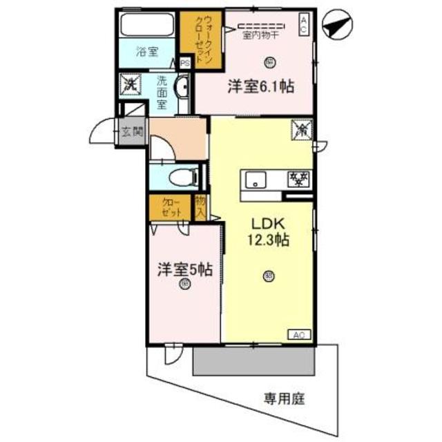 四條畷市岡山東のアパートの間取り