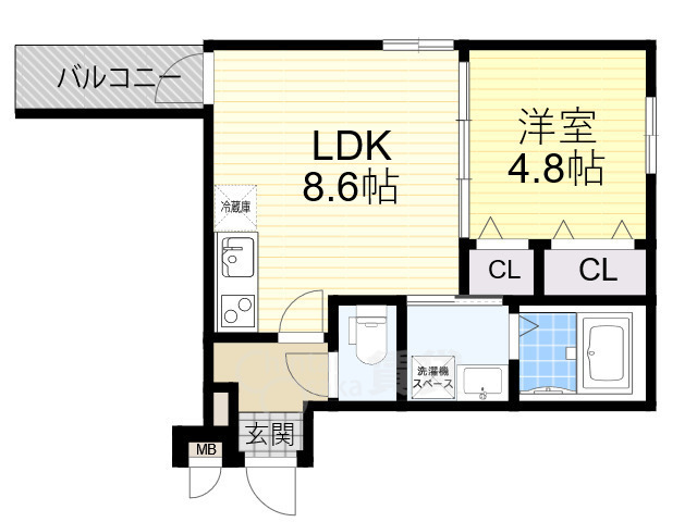 箕面市半町のアパートの間取り