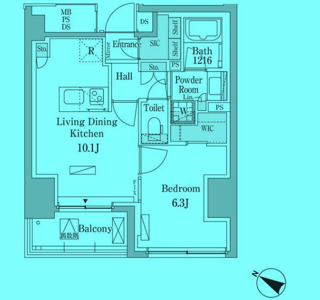 港区赤坂のマンションの間取り