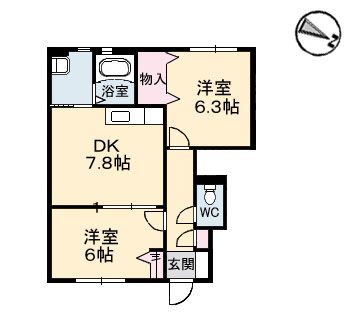 福山市駅家町大字万能倉のアパートの間取り