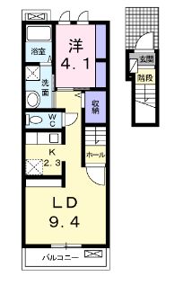 福山市沖野上町のアパートの間取り