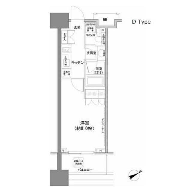 新宿区西新宿のマンションの間取り