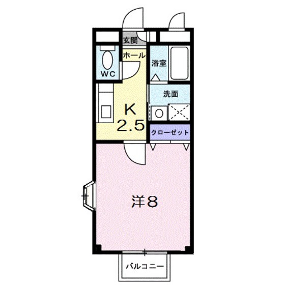 岡山市北区横井上のアパートの間取り