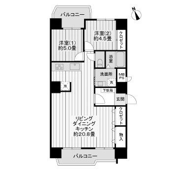 仙台市若林区荒町のマンションの間取り