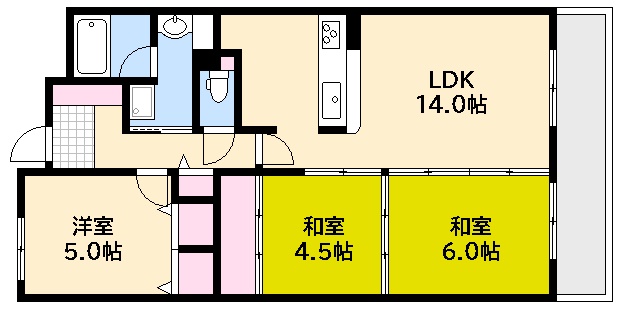 広島市西区田方のマンションの間取り