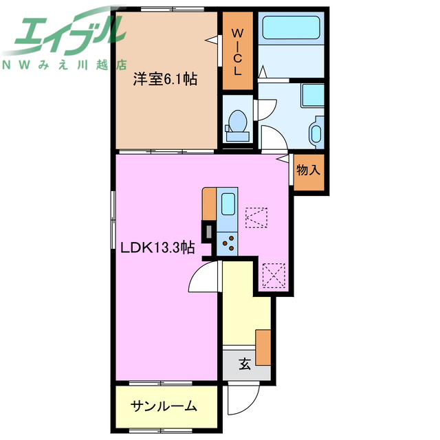 桑名市大字小貝須のアパートの間取り