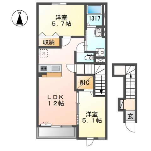 揖保郡太子町東保のアパートの間取り