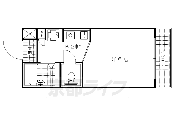 京都市上京区西大路町のマンションの間取り