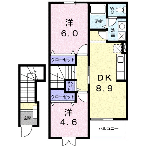 伊勢原市白根のアパートの間取り