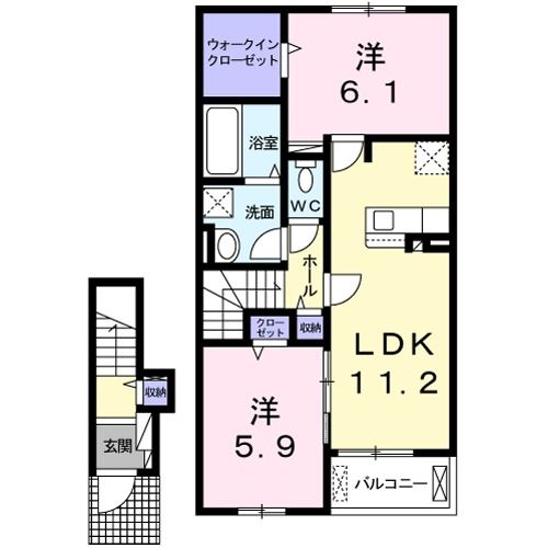 本宮市本宮のアパートの間取り