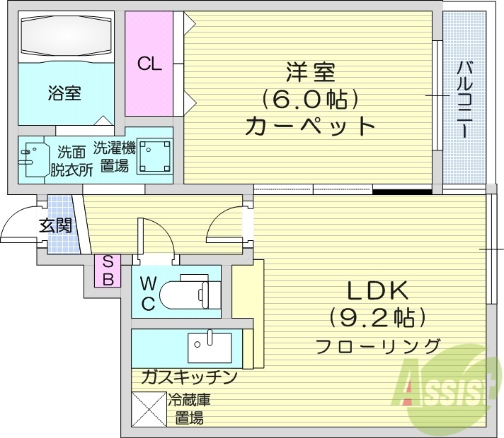 札幌市北区北二十二条西のマンションの間取り