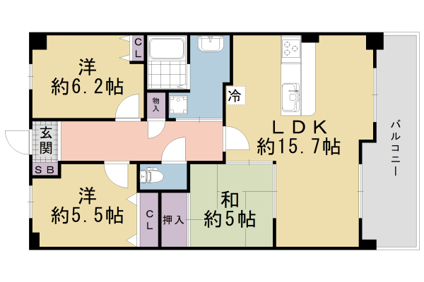 京都市伏見区桃山町因幡のマンションの間取り