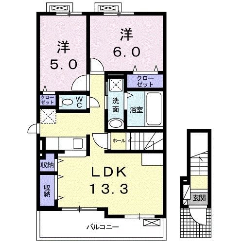 足利市福富町のアパートの間取り