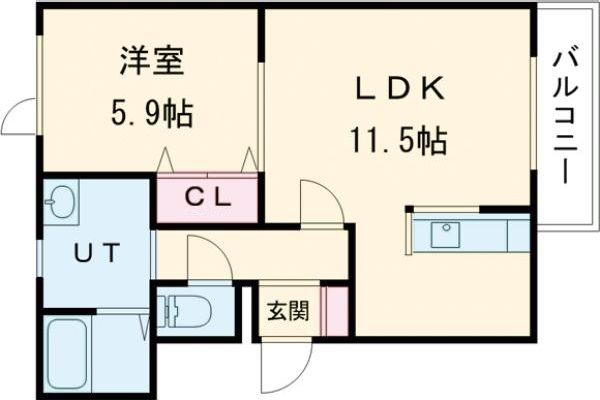 苫小牧市元中野町のアパートの間取り