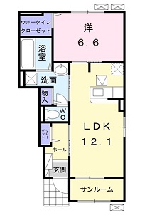 広島市安佐北区上深川町のアパートの間取り