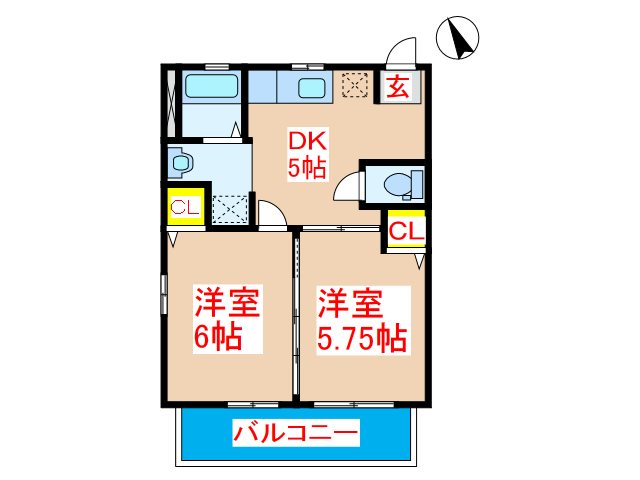 霧島市国分広瀬のアパートの間取り