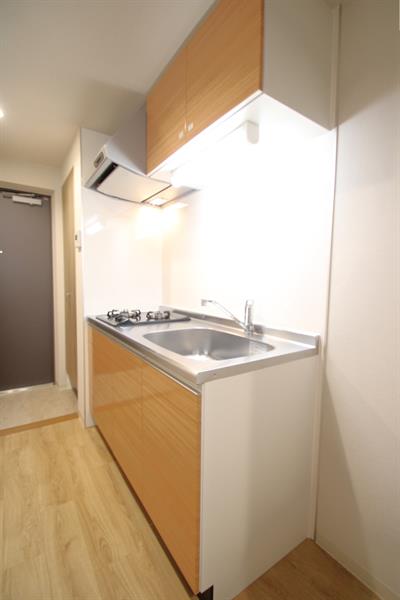 キッチン　ひとり暮らしに丁度良いキッチン　ガスコンロ２口付き