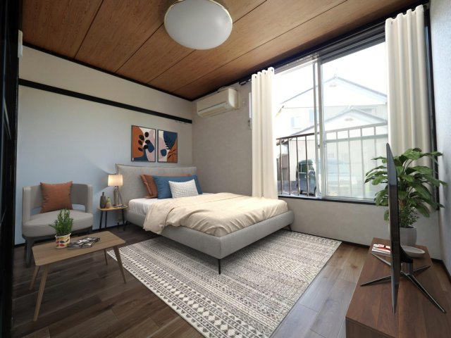 居室・リビング　ホームステージング、エアコン付き