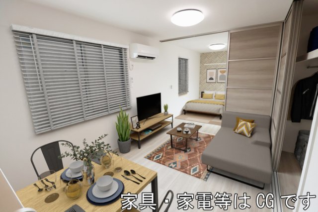 居室・リビング　リビング全景（家具・家電等はCGです。）