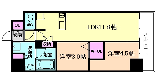地下鉄谷町線 南森町駅 徒歩3分 15階建 築2年の間取り写真