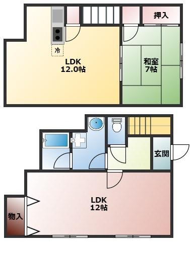 ＪＲ山陽本線 岡山駅 徒歩48分 2階建 築28年の間取り写真