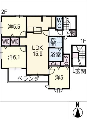 名鉄河和線 知多半田駅 徒歩11分 2階建 築5年の間取り写真