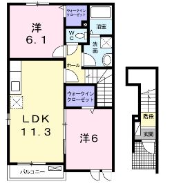 笠岡市茂平のアパートの間取り