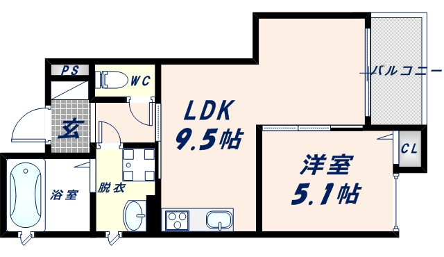 クリエオーレ巽中Iの間取り